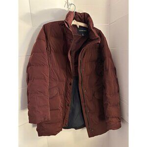 Lands End Jacket Womens Medium Full Zip DOWN Puffer Coat Pockets Outerwear Prepp